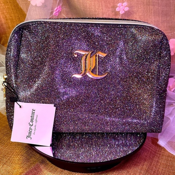 Juicy Couture NWT Glittered Large Travel Pouch 9x7in